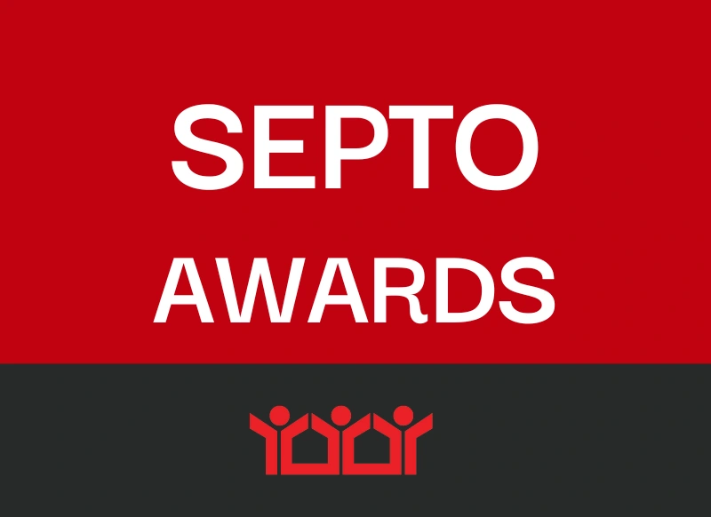 a red and black graphic that says "SEPTO Awards"